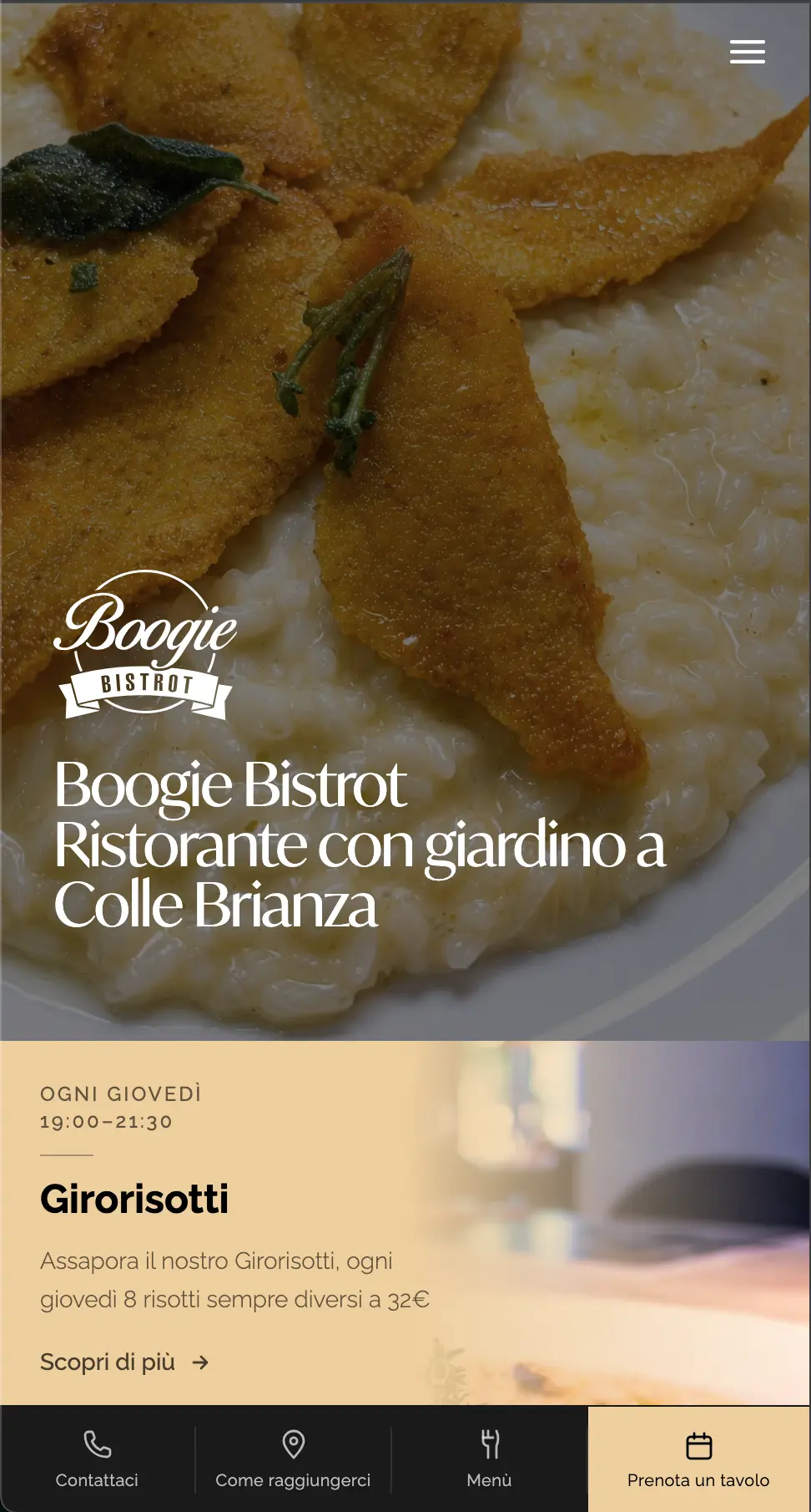Homepage — versione mobile